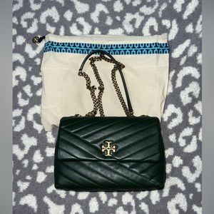 forest green TORY BURCH small kira convertible chevron bag